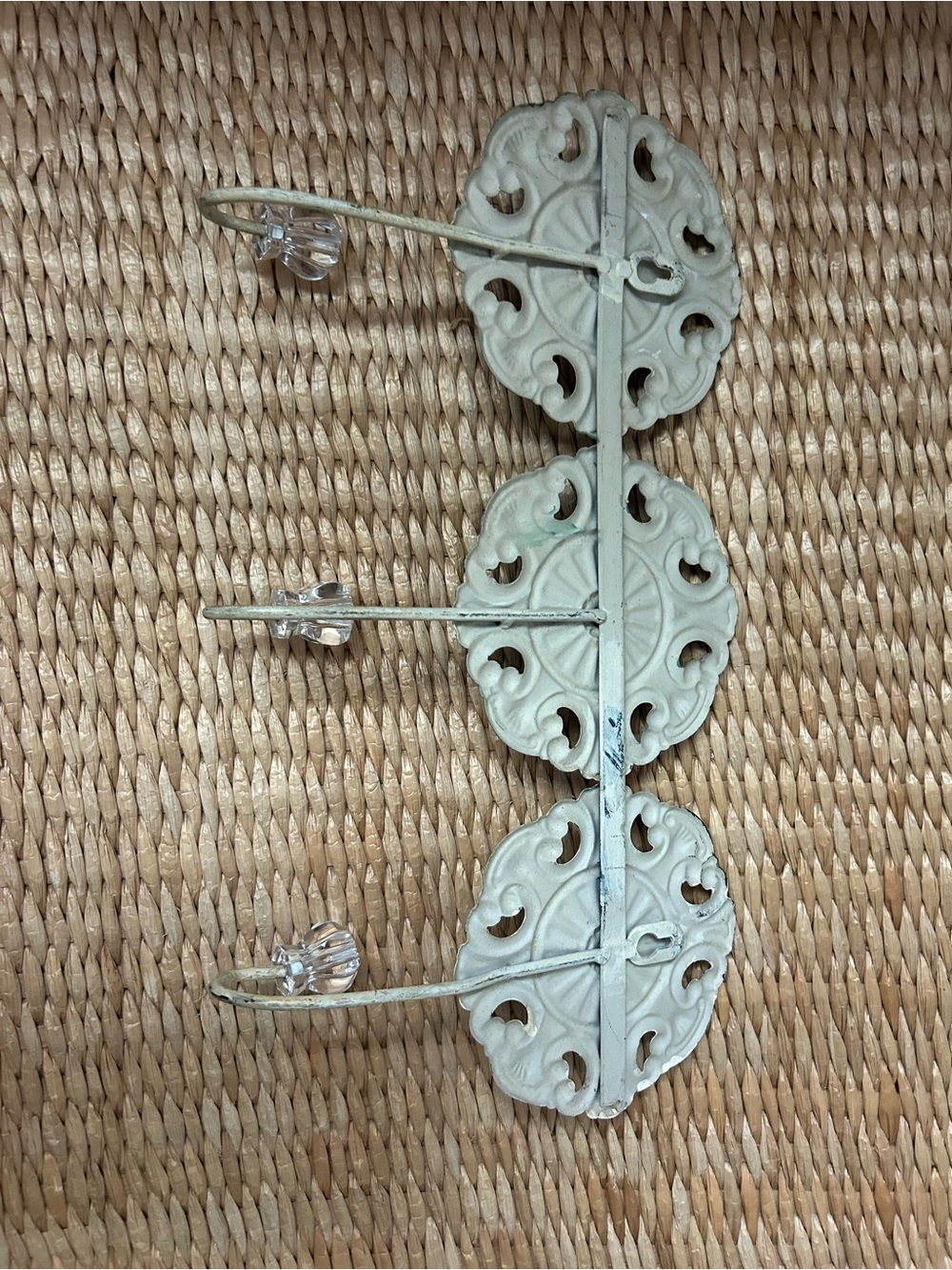 Set of Three Decorative Metal Hooks in Cream, Teal, and Sage - Picture 2 of 2